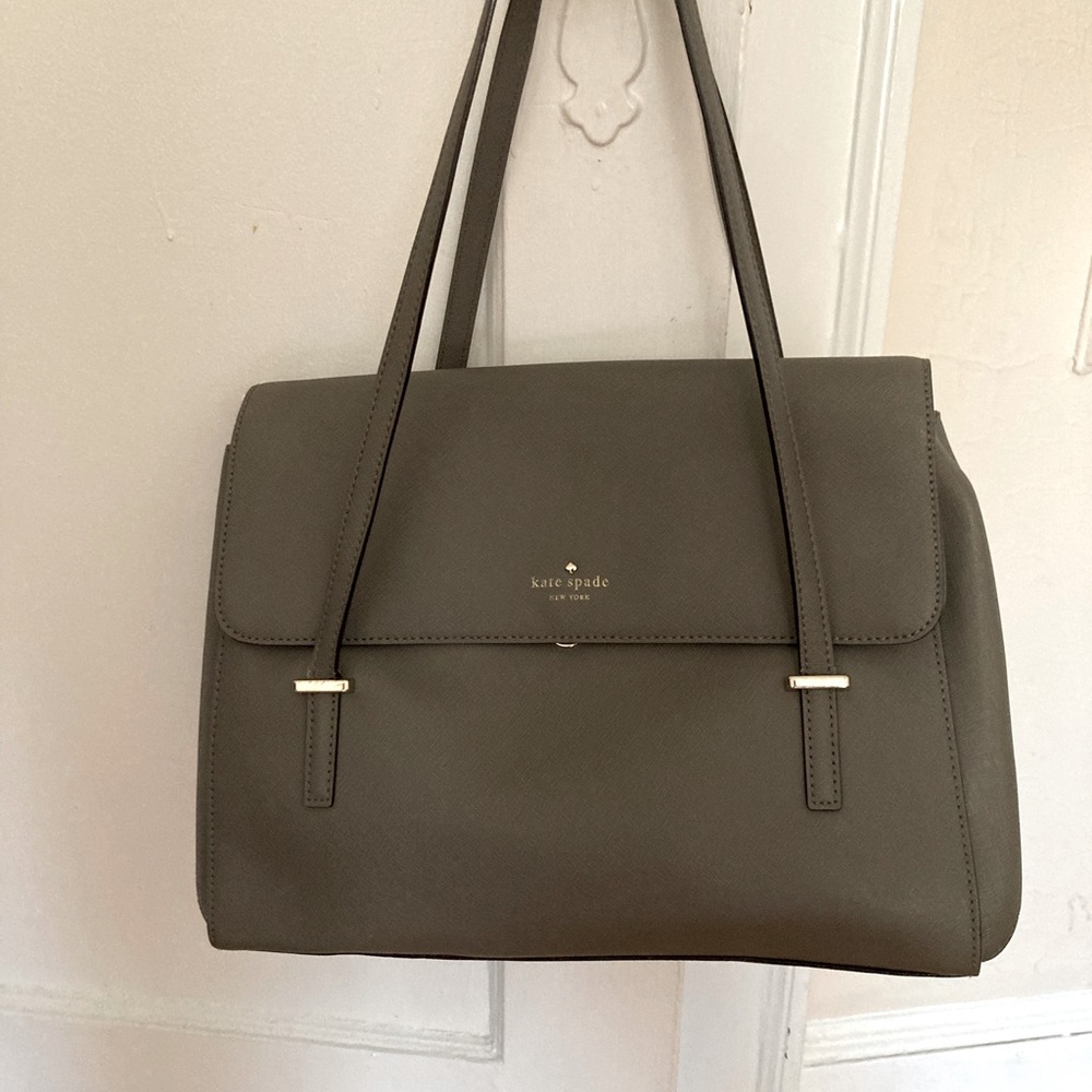 Rare ! Kate Spade Grey Leather Shoulder Bag